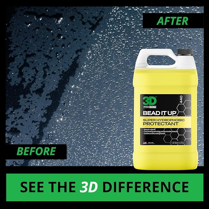 3D Bead It Up Ceramic Coating Booster Spray - Super Hydrophobic Bead Maker - Polymer Paint Protectant & Sealant 1 Gallon