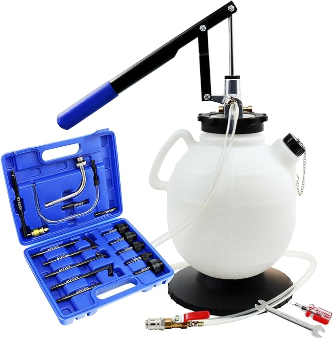 JoyFans 7.5 Liter Manual Transmission Fluid Pump, ATF Refill Fill System Dispenser Kit, Portable Automatic Oil Transfer Change Filling Tool with 15PCS ATF Adapters on Most Vehicles Cars
