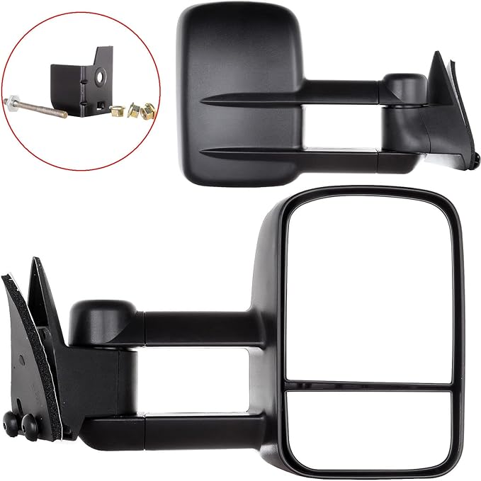 ECCPP Towing Mirrors for 1988-1998 for Chevy for GMC C/K 1500 2500 3500 Power Pair Side (1988-2001 for Chevy/GMC Black - Manual Adjusted No Turn Signal Light)