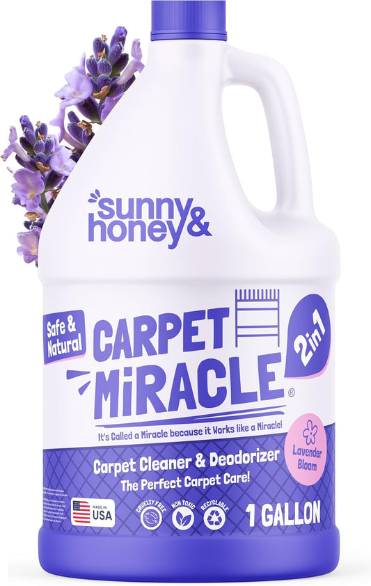Sunny & Honey Carpet Cleaner Shampoo - 128 Fl Oz, Light Lavender Scent - Pet Stain Remover & Odor Eliminator - Rug Cleaner & Upholstery Cleaner Solution for Machine Use