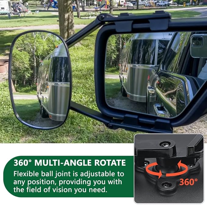 Mirror Extenders For Towing, Universal Clip-on Towing Mirrors 360 Degree Adjustable Extension Mirrors for Towing Trailer Truck, 2pcs