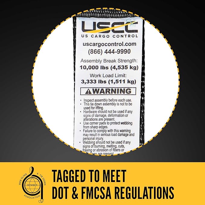 US Cargo Control J Hook Ratchet Straps 2 Inch x 18 Foot (2-Pack), 10,000 LBS Break Strength, Heavy Duty Ratchet Straps with Double J-Hooks, Black Tie Downs for Trucks, Trailers, Securing Cargo