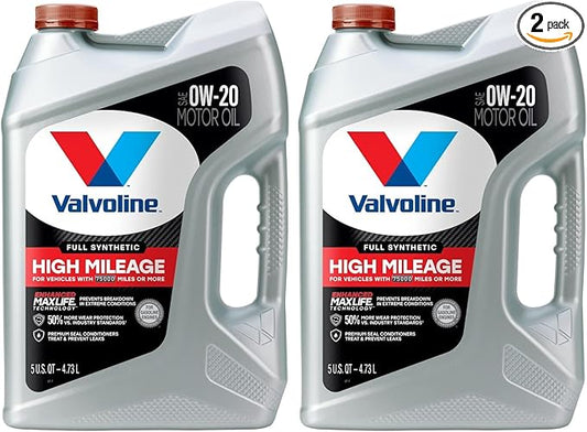 Valvoline™ Full Synthetic High Mileage with MaxLife™ Technology SAE 0W-20 Motor Oil 5 QT, (Model: 852399) (Pack of 2)