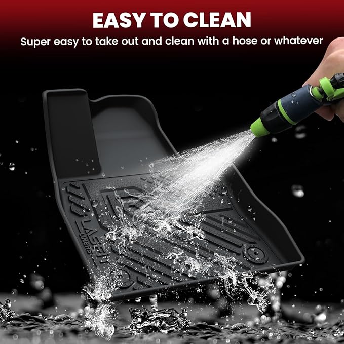 LASFIT Floor Mats & Cargo with Backrest Mat for Ford Explorer 2022-2025 2026 6 Passenger, Custom Fit All Weather Protector TPE Easy Clean Floor Liners, 5pcs Full Set Black