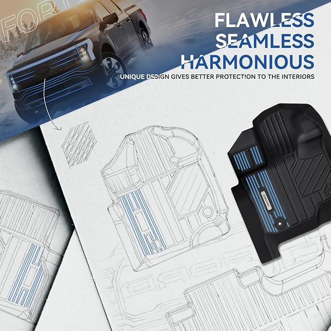 OEDRO Floor Mats Fit for 2019-2025 Chevrolet Silverado GMC Sierra 1500 & 2020-2025 2500HD 3500HD Crew Cab Bench Seat, All-Weather Protection Floor Liners, TPE Material Car Mats, Black