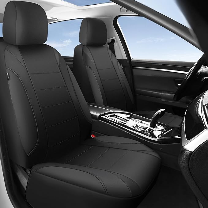 CAR PASS Neoprene EVA Waterproof car seat Covers Front Seats Only, Universal fit for SUV Vehicles Automotive with 5mm Composite EVA Inside,Airbag Compatible (Two Seats, Black and Black)
