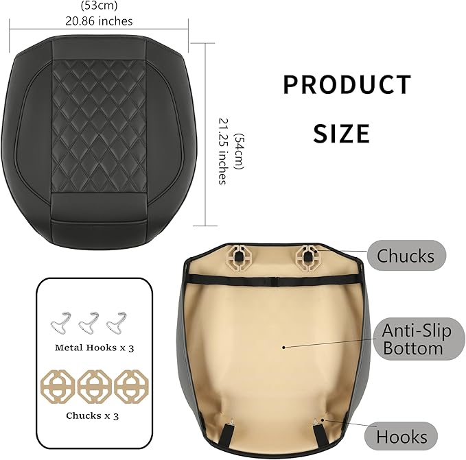 1 Pack Leather Front Car Seat Covers,Bottom Seat Covers for Cars,Driver Car Seat Cover,Luxury Seat Protectors,Waterproof,Anti-Slip,Full Wrap,for Most Vehicles,Sedan,Truck,SUV(Black)