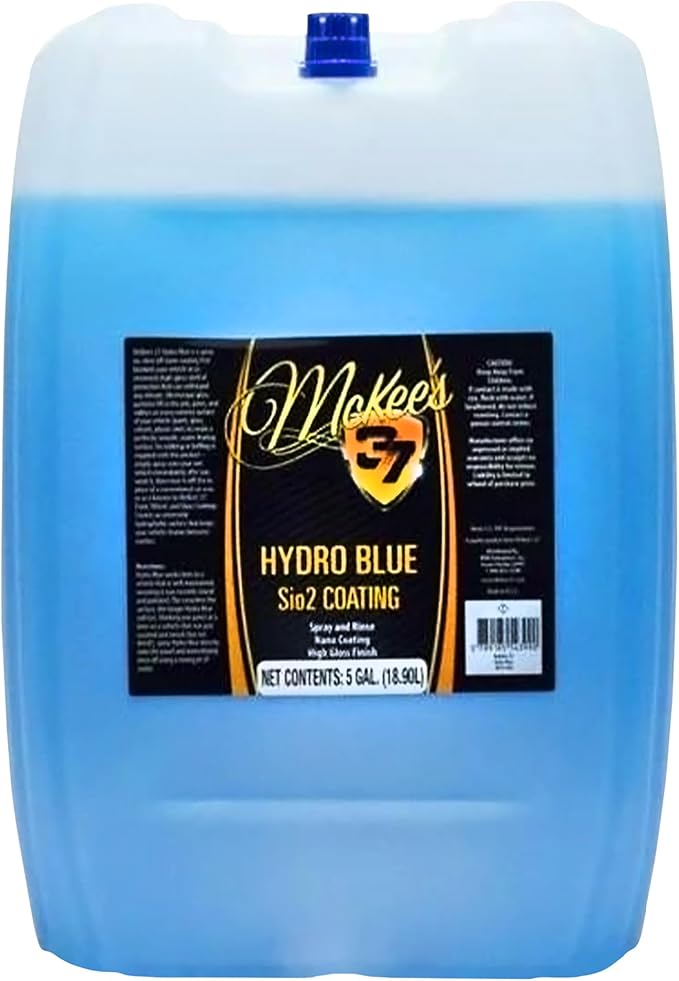 McKee's 37 - Hydro Blue SiO2 Coating | Ceramic Coating for Cars, Easy Protection & Shine Spray for Paint, Glass, Wheels, Chrome & Trim (5 gal)