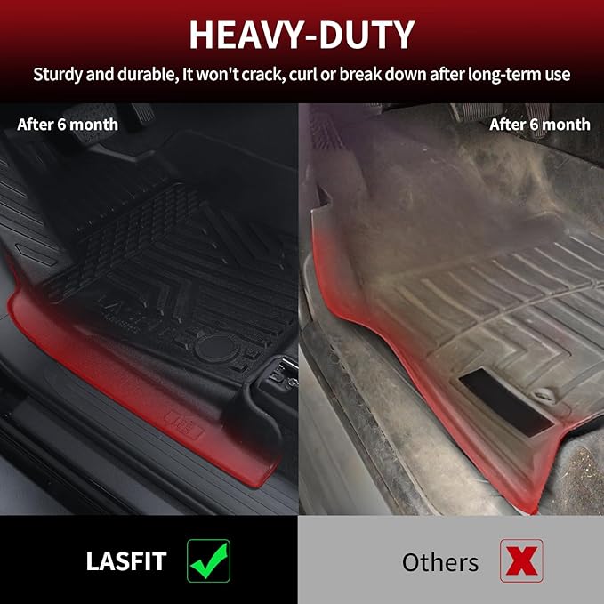 LASFIT Floor Mats for Toyota Tacoma 2005-2011 Double Cab Auto Tran, Custom Fit All Weather Protection Durable TPE Floor Liners for 2005-2011 Tacoma Accessories Front & Rear 2 Row Row Car Mats, Black