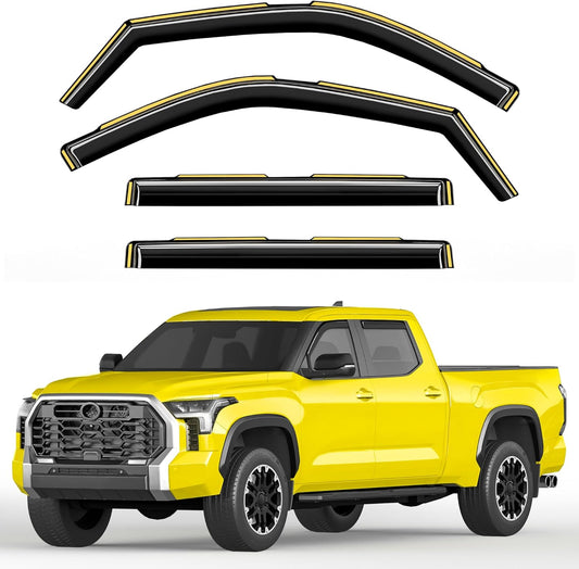 in-Channel Window Rain Guards Fit for Truck Toyota Tundra 2022 2023 2024 2025 CrewMax, Extra Durable Window Deflectors Vent Visors Shades Exterior Car Accessories Visors Rain Guards