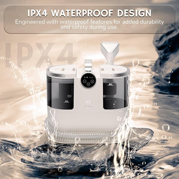 Airthereal Portable Upholstery Spot Cleaner, Instant Heating Carpet Cleaner Machine, Shampooer Machine with Self-Cleaning, 14 Kpa Stain Remover Deep Cleaner for Pets, Stairs, Car Seat and Couch