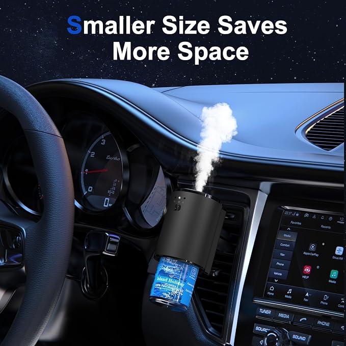 Car Air Freshener, Smart Car Air Freshener for Vent Clips, 1200 Sprays Per Charge, Car Fresheners with Auto On/Off, 5 Scents, 10 Refill Bottles (2Pack)