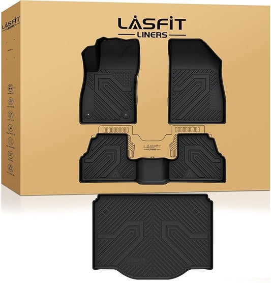 LASFIT Floor Mats & Cargo Liner for Chevrolet Chevy Trax 2014-2022 & Buick Encore 2013-2022, All Weather TPE Custom Fit Floor Mats for Cars, Car Mats Full Set for Chevy Trax Accessories, Black (4PCS)