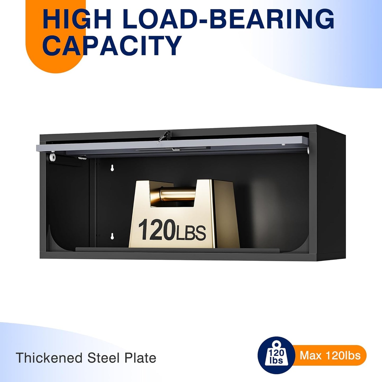 Yizosh Metal Garage Wall Cabinet with Doors, Wall Mounted Metal Storage Cabinet, Floating Garage Tool Cabinet for Garage, Basement, Kitchen, Warehouse (Black Gray, 13.7" H)