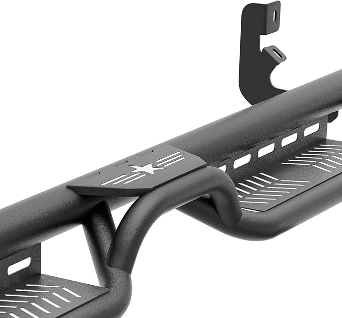 Crew Cab Running Board Side Steps Compatible for 2004-2025 Nissan Titan (Excludes 2016 Model) & Nissan Titan XD 2016-2025 Model CrewCab, Two Stair Design Bolt-on Side Rail Nerf Bar (Star Logo)