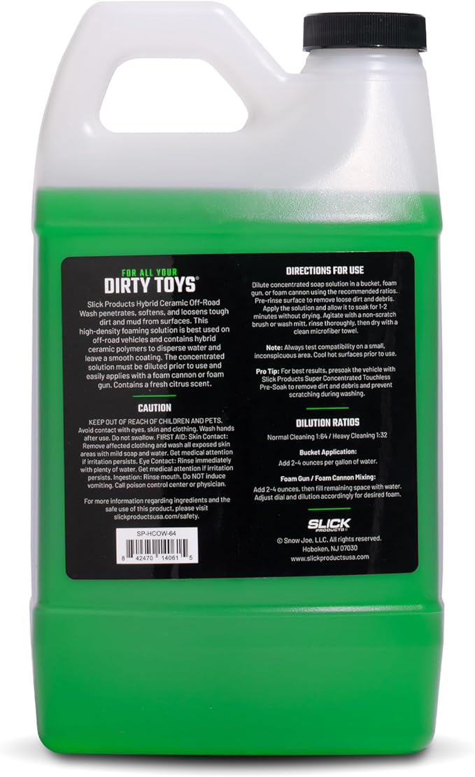 Hybrid Ceramic Off-Road Wash - Extra Thick Super Concentrated Cleaning Solution for Dirt Bike, UTV, Side x Side, Truck, Offroad Car Wash Soap Shampoo Works With Foam Cannon, Foam Gun, Sprayers,