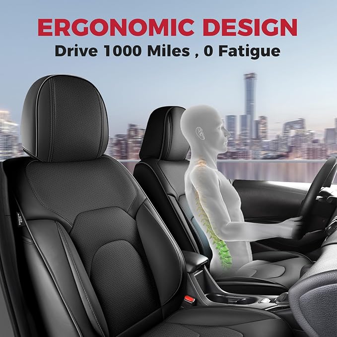 FREESOO Car Seat Covers Front Seats 2PCs,Waterproof Automotive Seat Covers, Leather Cars Interior Covers, Seats Protection Universal fit Babies & Adult (Black)