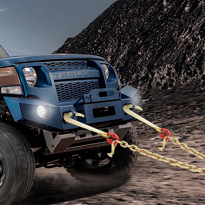 VEVOR G80 V Bridle Chain, 3/8" x 2' Towing Chain Bridle with 15" J Hooks, T Hooks & Grab Hooks, Heavy Duty Transport Tow Chain Bridle with 7800 lbs Safe Working Load for Flatbed Truck Wrecker Recovery