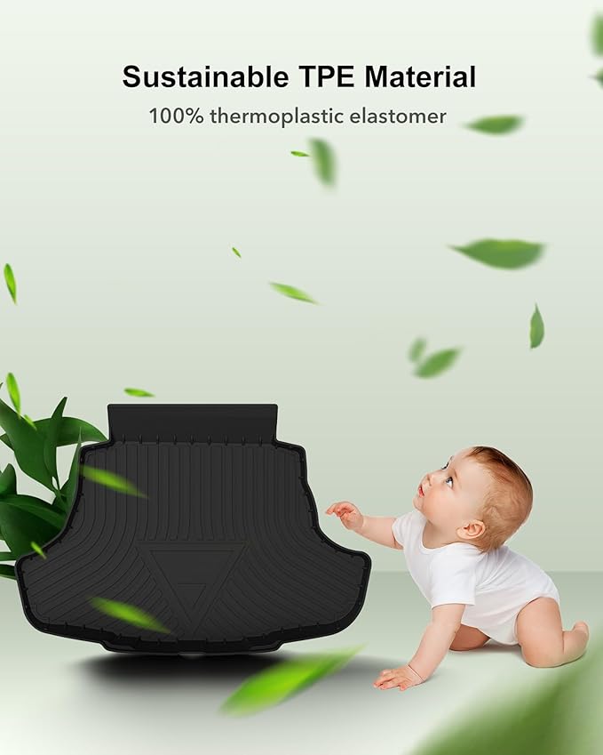 3W Cargo Liner Fit Toyota Camry 2018-2024, TPE All Weather Custom Fit Floor Liner, 1st and 2nd Row Floor Mats and Trunk Mat, Black