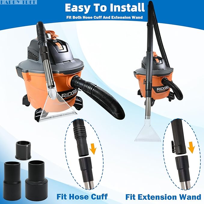 Happy Tree Universal Fit All Shop Vacs with 2-1/2" and 1-7/8" and 1-1/4" Adapters, Large 7-1/2" Extraction Accessory for Upholstery & Carpet Cleaning and Auto Detailing, Shop Vac Extractor Attachment