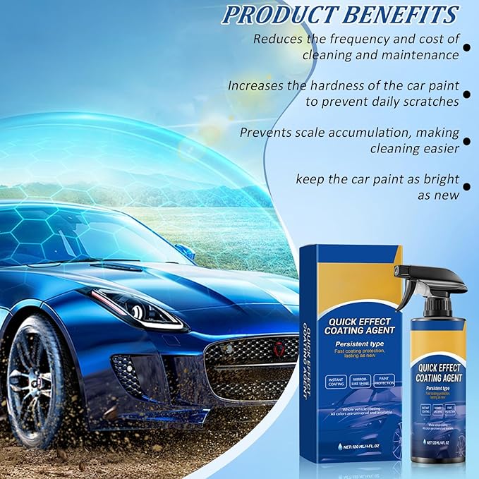 Car Quick Effect Coating Agent Spray, Car Scratch Wax Coating Spray, Suitable for All Cars (2PCS)