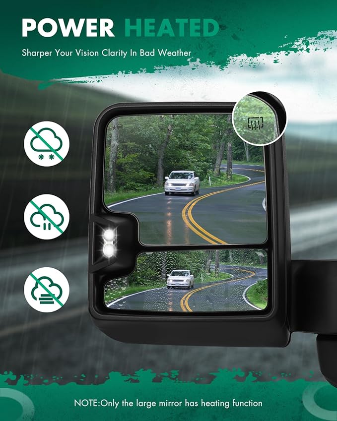 SCITOO Towing Mirrors Compatible With 2019-2022 For Chevy Silverado 1500 Pickup A Pair(Left Right Side Tow Mirrors) With Power Heated Turn Signal Width Puddle Running Back-up Light Temp Sensor Chrome