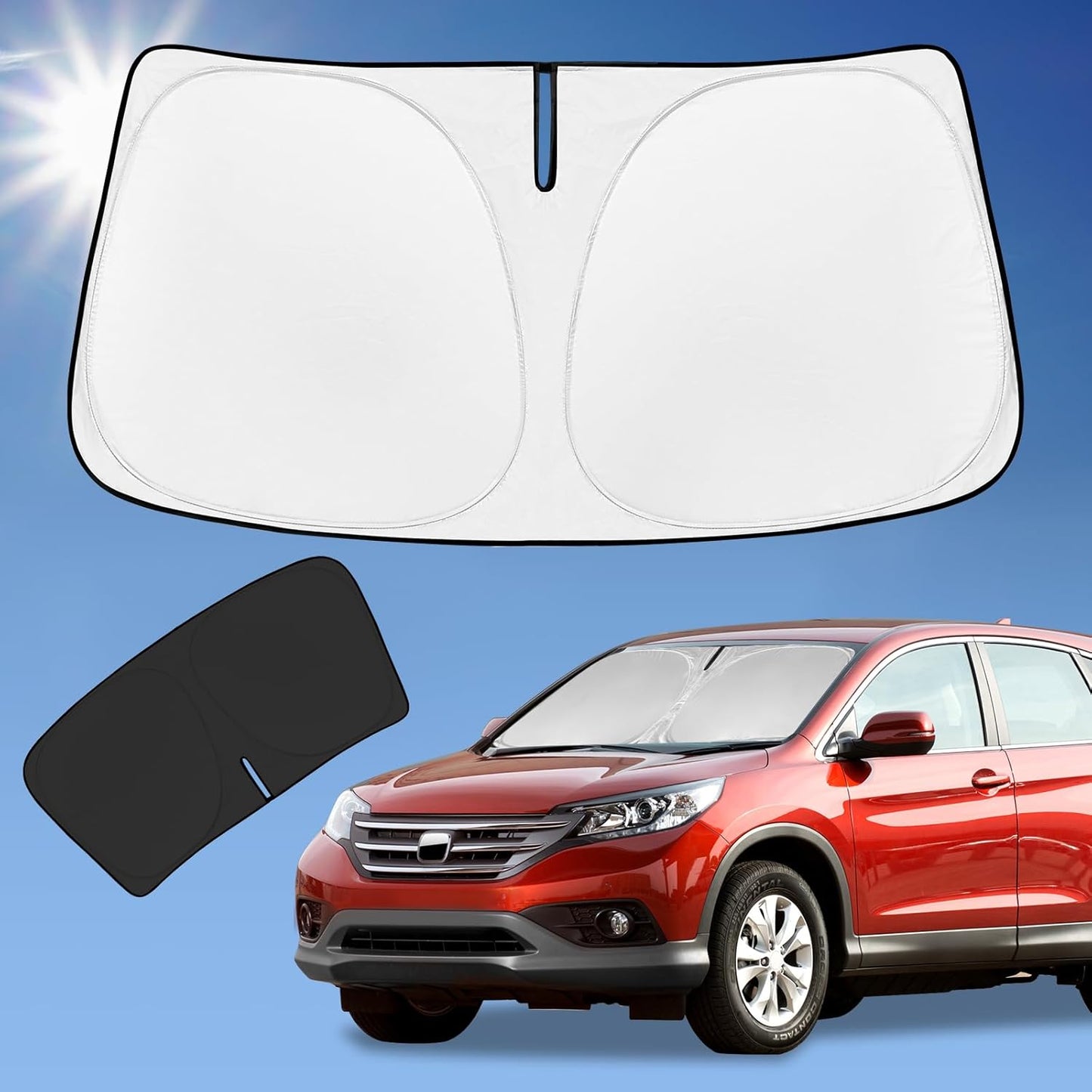 for Honda CR-V CRV 2012-2016 Sun Shade Sunshade Windshield Cover, 4-Layer Front Window Shade Custom Fit CR-V SUV, LX, EX, EX-L, EX-L Navi,Touring Sun Visor 240T Fabric Shade Sun Protection
