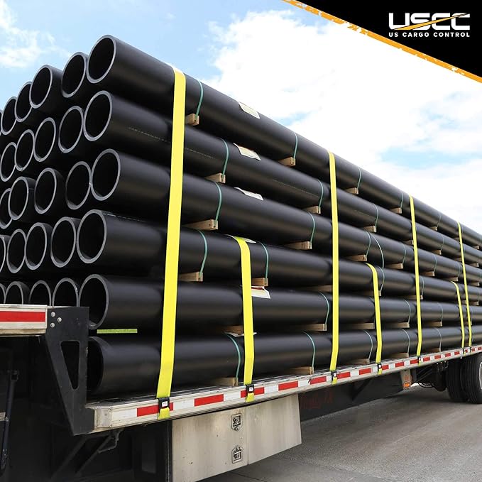 US Cargo Control 4 Inch Flat Hook Ratchet Straps (2 Pack), 4 Inch x 40 Foot, Heavy Duty Ratchet Straps with Black Flat Hooks, 5,400 lbs. Working Load Limit, Tie Down Straps for Flatbed Trailer