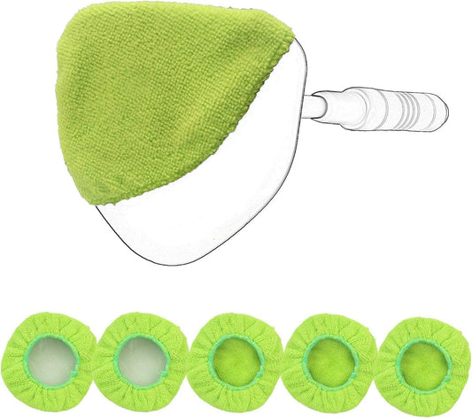 XINDELL 5 Pack Microfiber Pads – Replacement Heads Cover for Xindell Windshield Cleaner Tools. Washable & Reusable Triangle Pads (Green). Fits Window Reach Tool - Handle Not Included