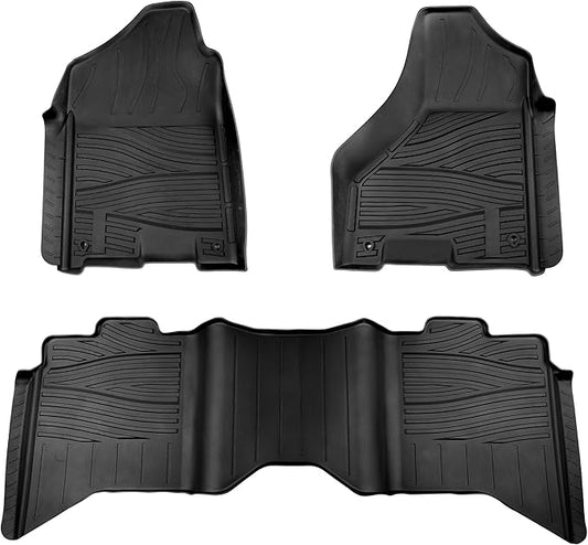 Floor Mats for 2009-2018 Dodge Ram 1500/2500/3500 Crew Cab & 2019-2022 Ram 1500 Classic Crew Cab | Custom Fit | Front & Rear | Front Bucket | All-Weather Car Liners for Trucks