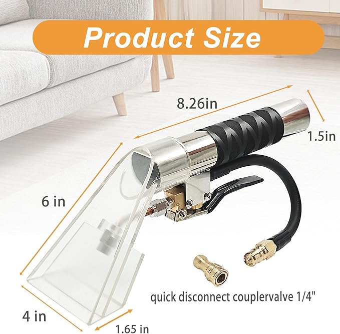 Carpet Extractor Wand with 1/4"Quick Disconnect Coupler Valve for Shop Vac/Mytee & Most upholstery vacuum extractor ,Upholstery Cleaning Tool for Carpet Cleaning/Car Detailing, Extractor Head