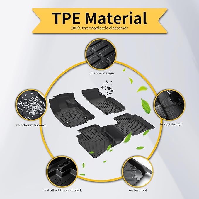 Floor Mats & Cargo Liner for Subaru Ascent 7/8 Passenger 2019-2025 with Backrest Mat, All Weather Automotive TPE Floor Liners Set Waterproof Accessories Black