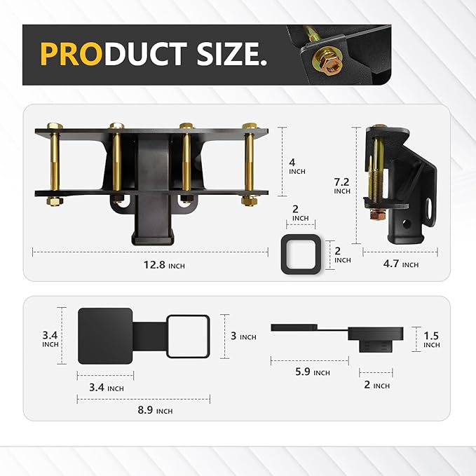 Trailer Hitch Receiver for Jeep Wrangler JL Accessories with Cover Compatible with 2018 2019 2020 2021 2022 2023 2024 2025 Jeep Wrangler JL JLU, Rear Bumper 2 Inch Tow Hook Towing Hitch Kit