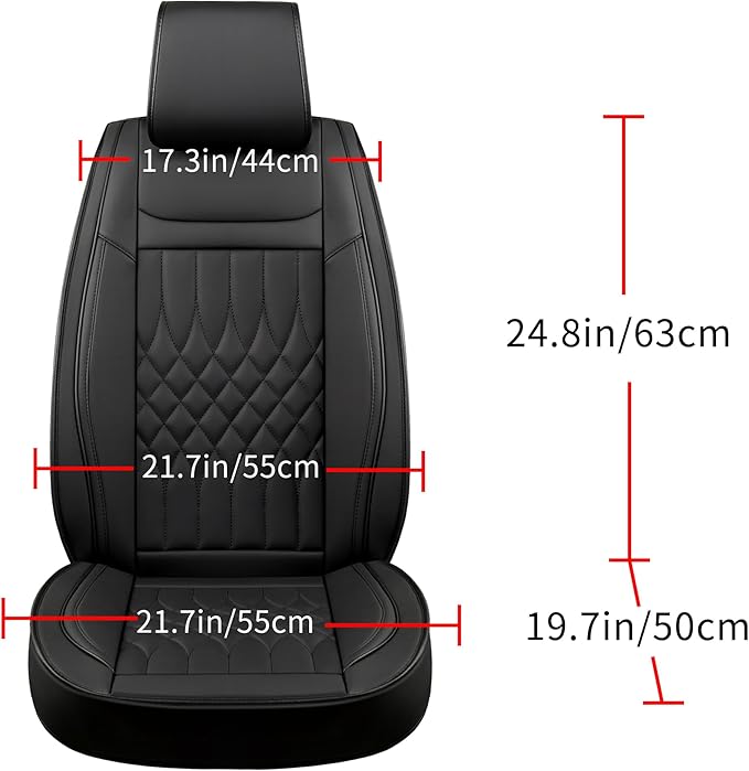 Car Seat Covers 2 PCS Front Seats, Waterproof Napa Leather Automotive Seat Protector for Cars SUV Truck Sedan, Universal Anti-Slip Car Seat Cushion Interior Accessories, Black