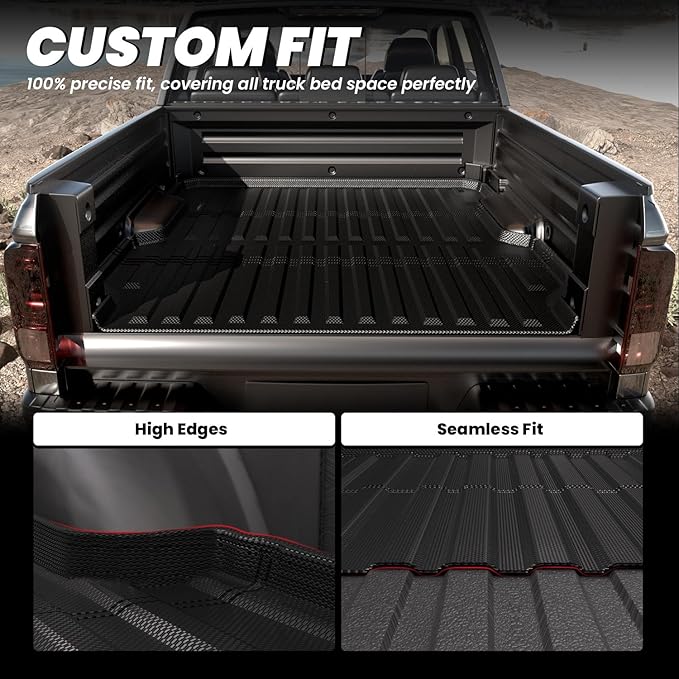 LASFIT Truck Bed Mat for Honda Ridgeline 2026 2025 2024 2023 2022 2021 2020 2019 2018 2017 5.3FT (64.0 in) Bed Mat, TPE All Weather Custom Fit Truck Cargo Bed Liner, Black