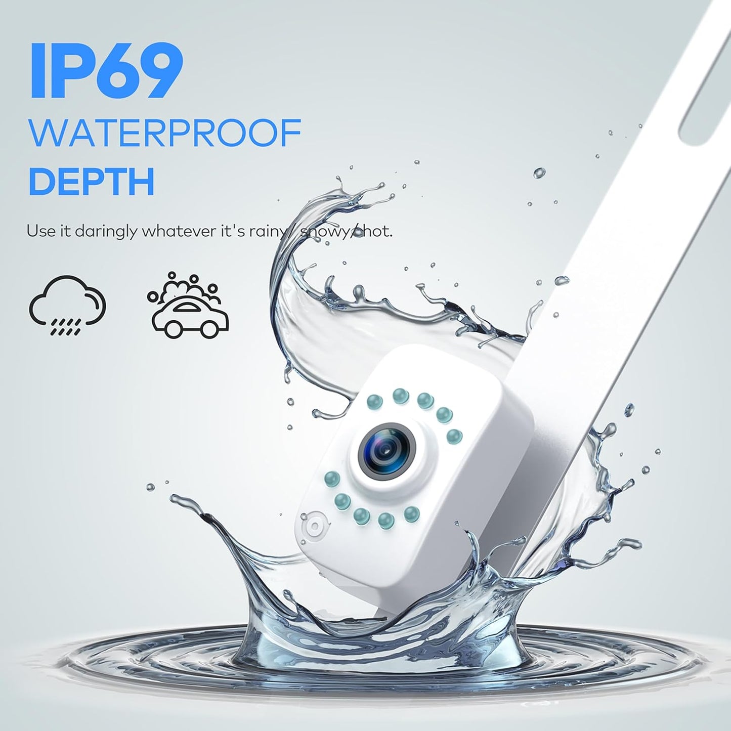 HD eRapta ERT02 Backup Camera Rear View License Plate Reverse Camera Universal for Pickup Truck Car SUV 149° Perfect Angle Night Vision IP69K Level Waterproof