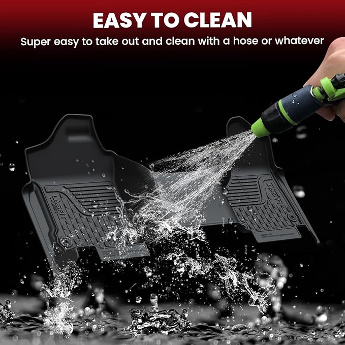 LASFIT Floor Mats for Dodge Ram 1500 2013-2018 & 1500 Classic 2019-2024 Quad Cab Bench Seat(Not for Bucket Seat & Vinyl Flooring), All Weather TPE Custom Fit Car Mats Floor Liners 1st Row Only, Black