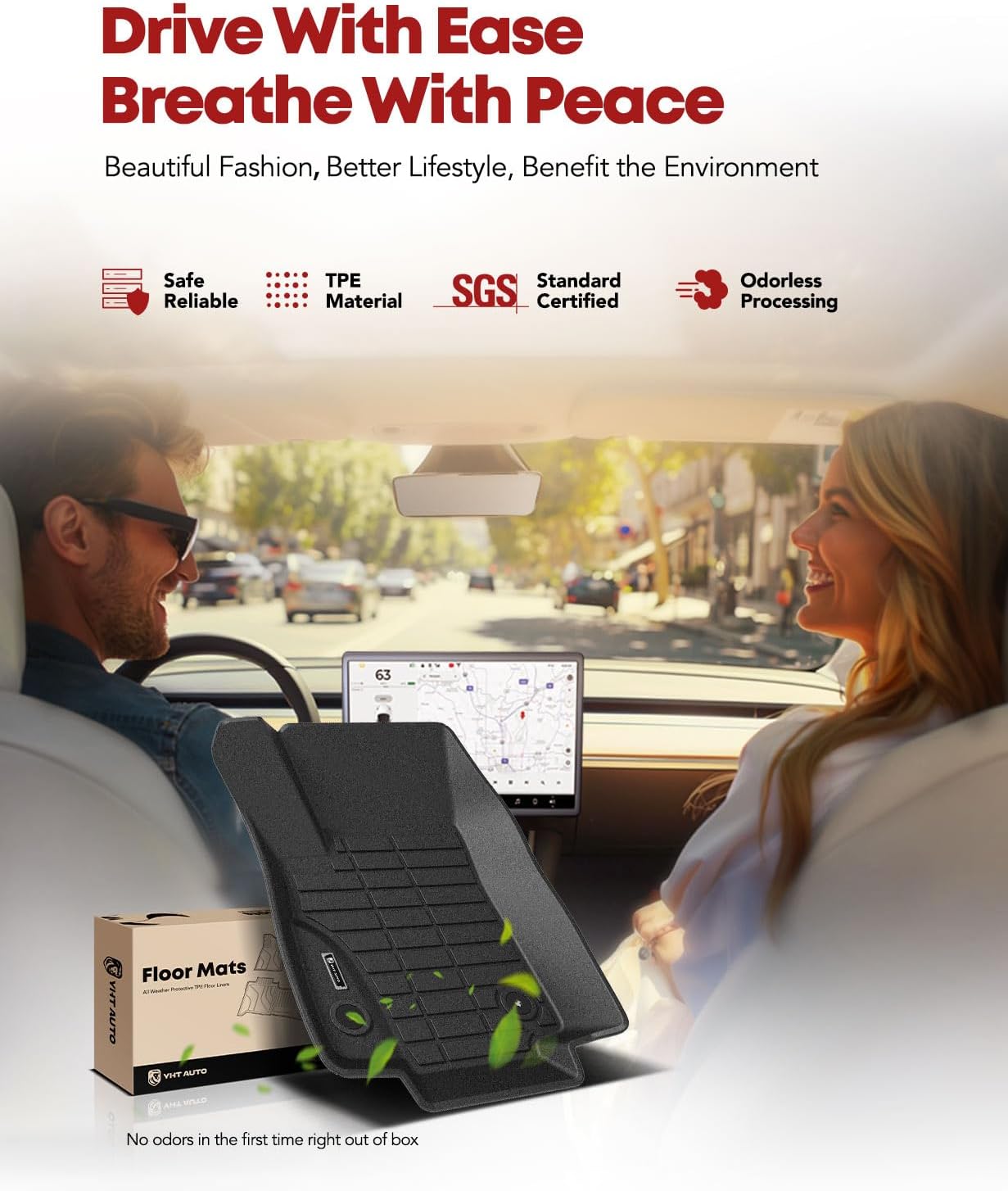 YHTAUTO Floor Mats Fit Buick Encore 2013-2023(NOT GX), Chevy Trax 2014-2023, TPE All Weather Car Mats Waterproof Anti-Slip Odorless Floor Liner, Interior Car Accessories Front & 2nd Row Liner