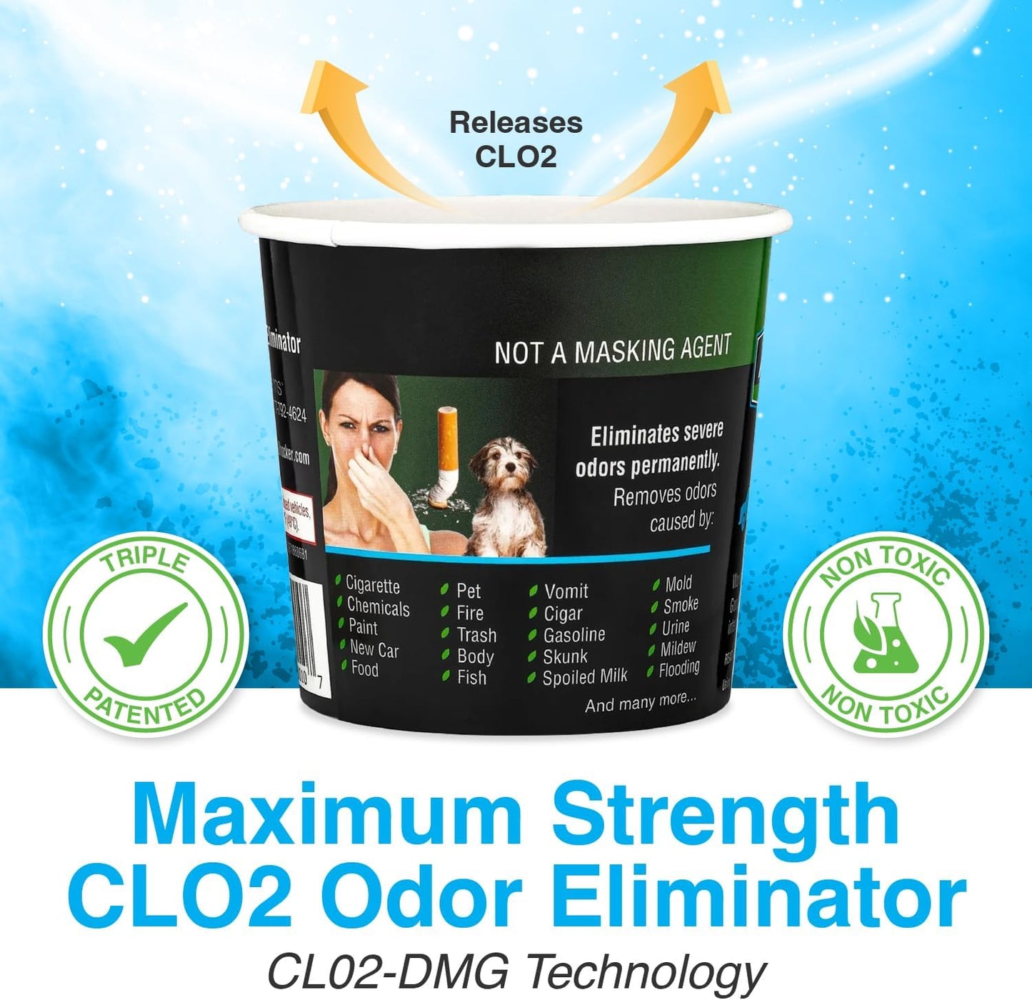 Auto Shocker Strong Car Odor Eliminator, Eco-Friendly Chlorine Dioxide Odor Bomb for Vehicle Interior Up to 250 Cubic Feet