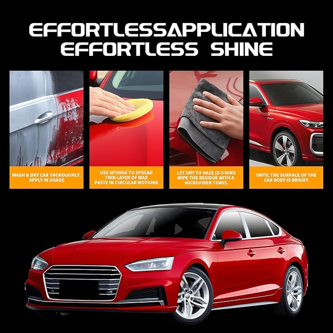 Car Wax for Red, Orange & Warm Color Paints | Sun Fade Defender & Metallic Pop | 180g Paste