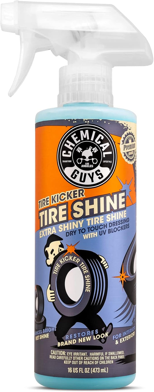 Chemical Guys Tire Kicker Sprayable Extra Glossy Tire Shine, Dry-to-Touch Dressing - Restores Wet Look to Rubber, Vinyl, and Plastic, Safe for Cars, Trucks, Motorcycles, RVs, and More - 16 oz