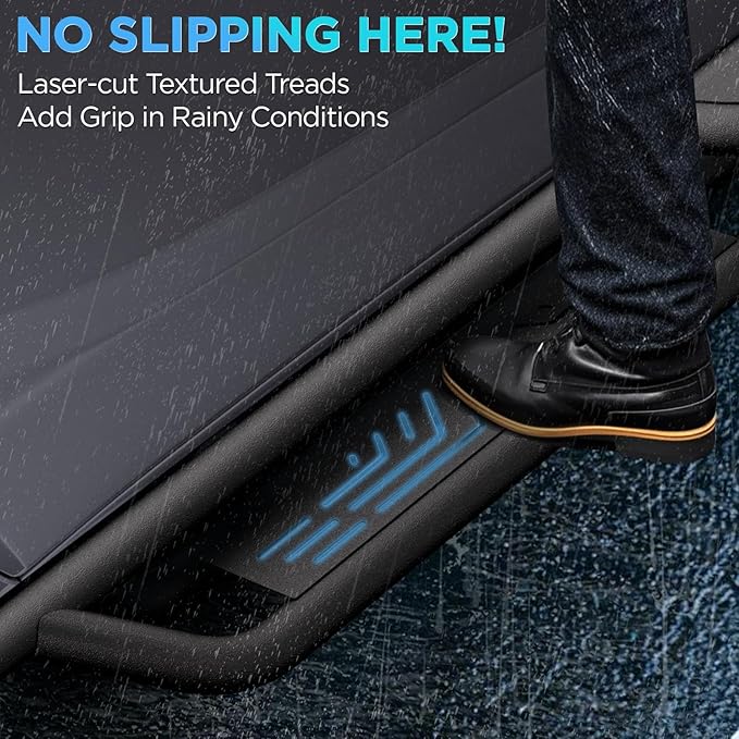 PZ Running Boards Side Steps Compatible with 19-25 Dodge Ram 1500 Crew Cab New Body Style(Excl 19-25 Ram 1500 Classic),Bolt-on Nerf Bar Step Bars,Heavy-Duty Steel Two Stairs Anti-Slip Design