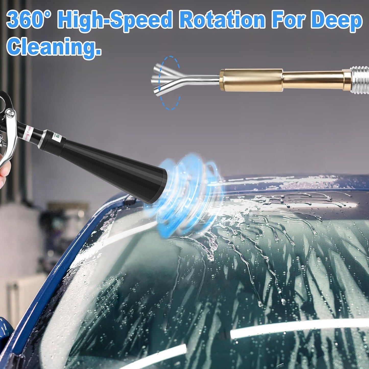 Air Blow Gun Car Detailing Dry Cleaning Gun High Pressure Cleaning Tool, Dryer Blower for Car Surfaces Quickly Blasts Dust, Works with Air Compressor (Black, 2 Set Nozzle)
