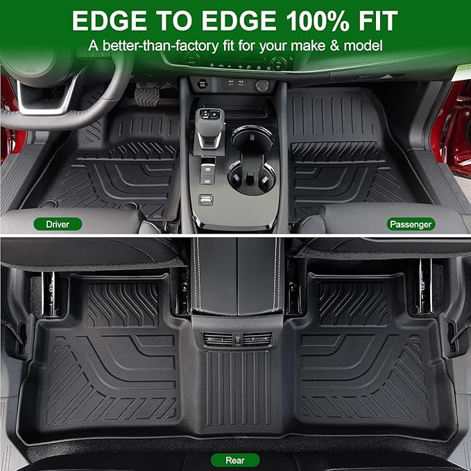 Floor Mats Fit for 2021-2024 2025 2026 Nissan Rogue (Not for Select/Sport Models), TPE Rubber All Weather Protection Heavy Duty Car Liners & 4 Door Sill Guards Accessories