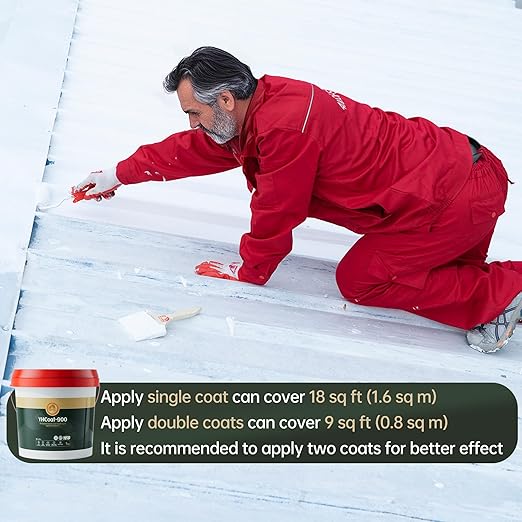 35 oz White Roof Sealant Waterproof, Elastomeric Roofing Coating Liquid Waterproofing Paint Adhesive, Solar Reflective Sealer for Outdoor Flat, Metal Roofs Leak Repair 1KG