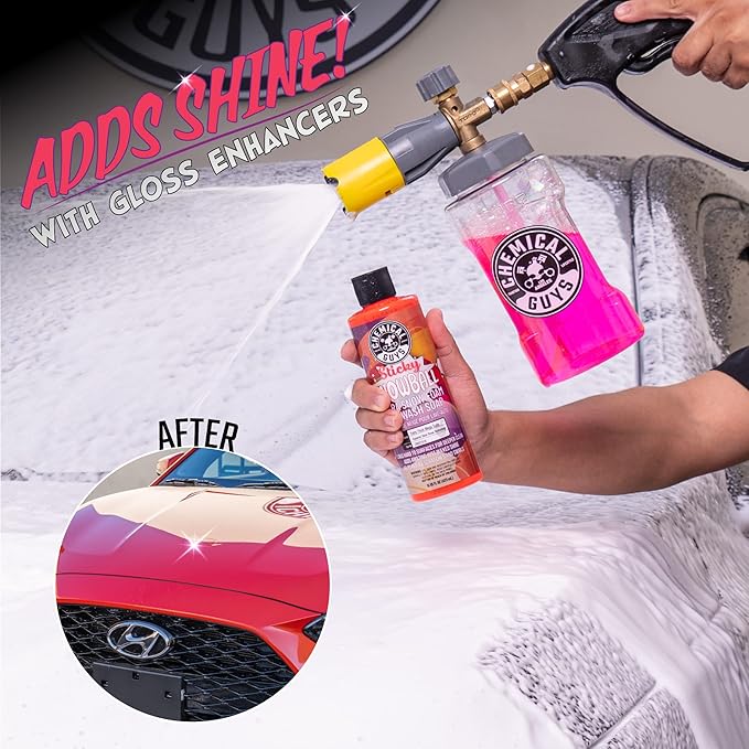 Chemical Guys CWS21564 Sticky Snowball Ultra Snow Foam Car Wash Soap (for Foam Cannons, Foam Guns or Bucket Washes) for Cars, Trucks, Motorcycles, RVs & More 64 fl oz (Half Gallon) Cherry Scent