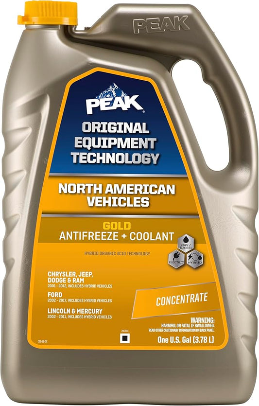 PEAK OET Extended Life Gold Concentrate Antifreeze/Coolant for North American Vehicles, 1 Gal.