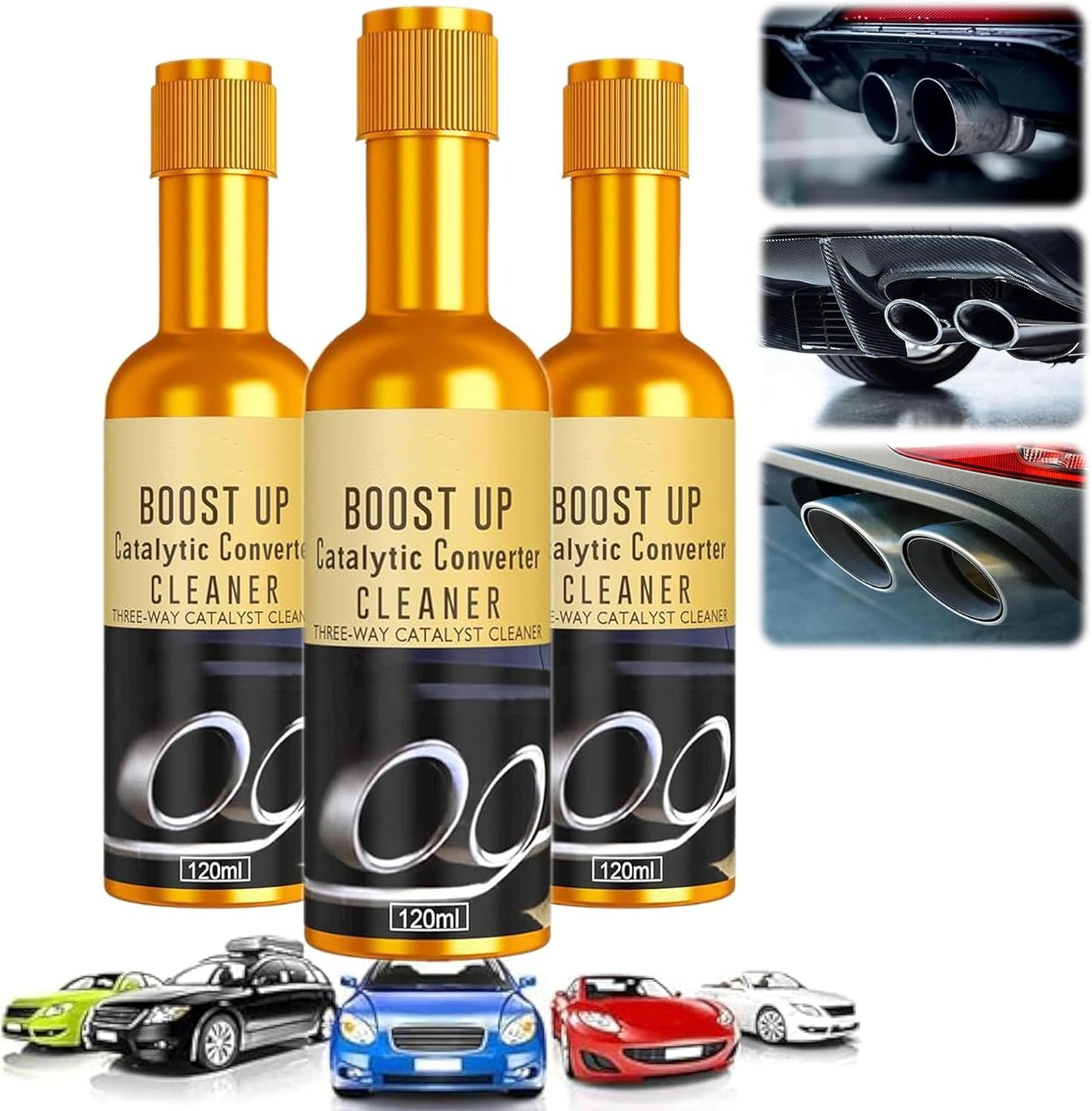 Catalytic Converter Cleaner, Exhaust System Carbon Removal Treatment, Fuel System Additive Oil for Gas & Diesel Car, Auto Engine Parts Cleaner (120ml, 3PCS)