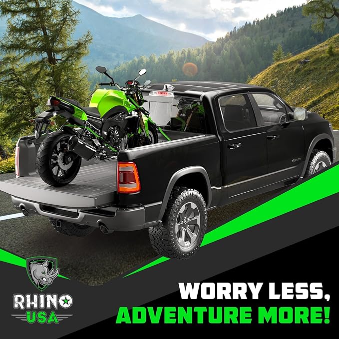 Rhino USA Ratchet Straps Heavy Duty Kit (2-Pack) - 1.6 Inch x 8 Feet Min Break Strength (5,000) - Ultimate Tie Down Straps with Safety S Hooks for Trucks, ATV, UTV, Motorcycle, Cargo & More - Green