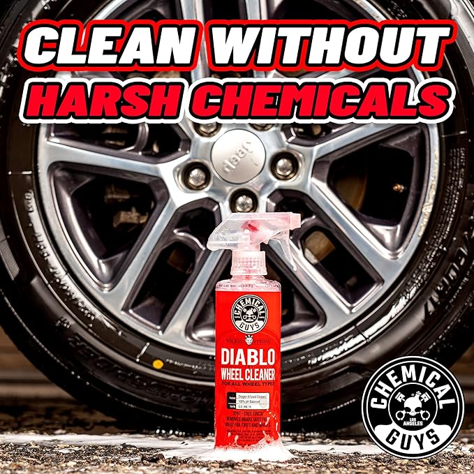 Chemical Guys Diablo Wheel Cleaner Spray - 2 Pack 16 oz Bottles, Safe on All Wheel & Rim Finishes, Sprayable Formula Removes Brake Dust, Dirt & Grime, Great for Cars, Trucks, SUVs, Motorcycles & RVs